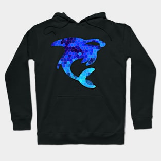 Orca Tattoo Blue Mosaic Hoodie